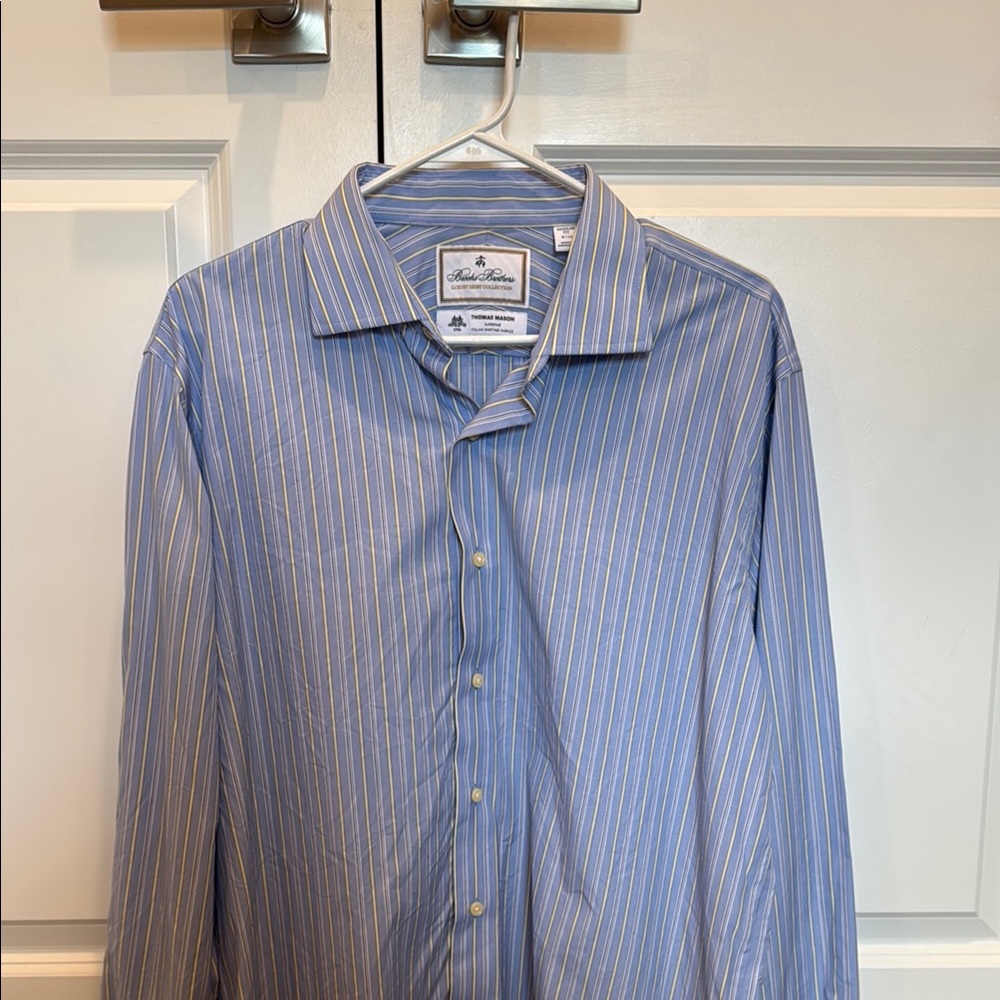 Brooks Brothers Blue and Yellow Striped Men's Shirt